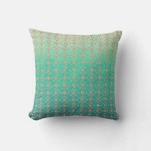 Tegeltje met Teal Ombrepatroon en geometrisch ontw Kussen