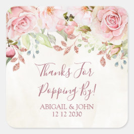 Tegeltje met vintage bloemen 'Bedankt voor uw koms Vierkante Sticker