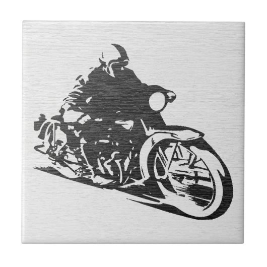 Tegeltje met vintage motorrijder (Voorkant)