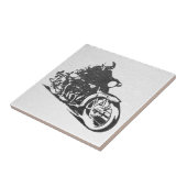 Tegeltje met vintage motorrijder (Zijkant)