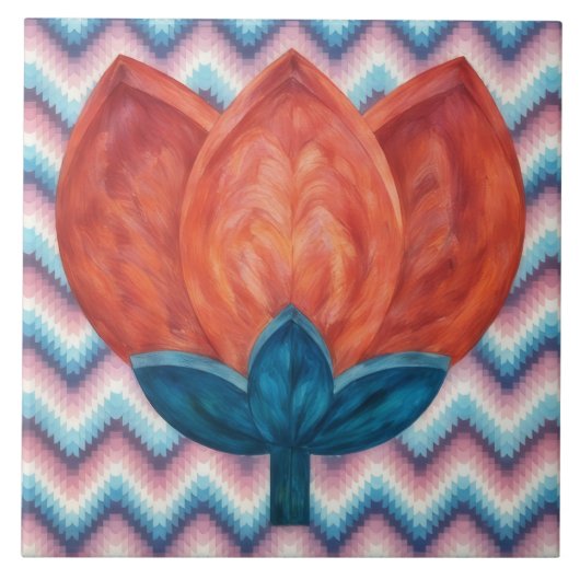 Tegeltje met Zuidwesterse Tulp Bloemendecoratie (Voorkant)