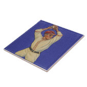 Tegeltje van keramiek met vintage-honkbalontwerp (Zijkant)