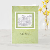 Tegeltjes Dak Huis Nieuw Thuis Kaart (Gele Bloem)