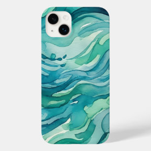 Tegeltjesblauwe Aquarel Oceaan Golven Case-Mate iPhone 14 Plus Hoesje