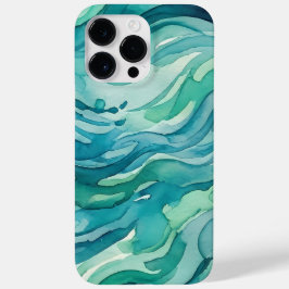 Tegeltjesblauwe Aquarel Oceaan Golven Case-Mate iPhone 14 Pro Max Hoesje