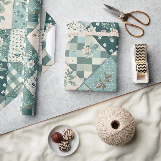 Tegeltjesquilt geruite Cottagecore bloem Cadeaupapier (Crafts)