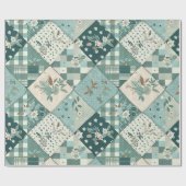 Tegeltjesquilt geruite Cottagecore bloem Cadeaupapier (Vlak)
