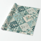 Tegeltjesquilt geruite Cottagecore bloem Cadeaupapier (Uitgerold)