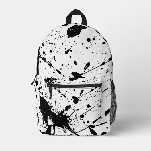 Tegelzwart verf splatter patroon bedrukte rugzak (Voorkant)