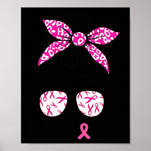Tegemoet Borstkanker Leopard Retro Ik Won Vrouwen Poster (Voorkant)