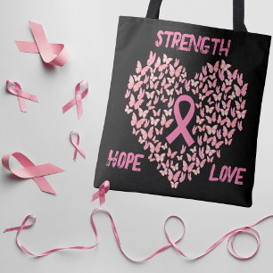 Tegemoetkoming Borstkanker Bewustzijn Vlinder Hart Tote Bag