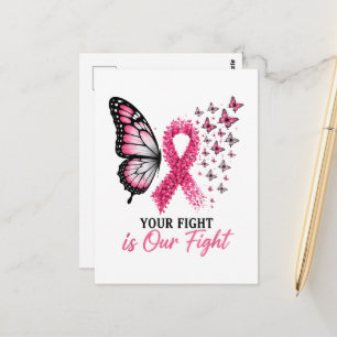 Tegemoetkoming Borstkanker Roze Lint Vlinder Briefkaart