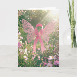 Tegemoetkoming Borstkanker Roze Lint Vlinder Kaart