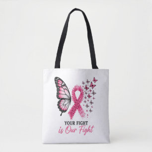 Tegemoetkoming Borstkanker Roze Lint Vlinder Tote Bag
