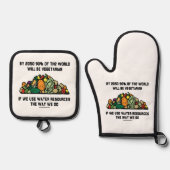 Tegen 2050 zal 90% van de wereld vegetariër zijn ovenwant & pannenlap set (Voorkant)