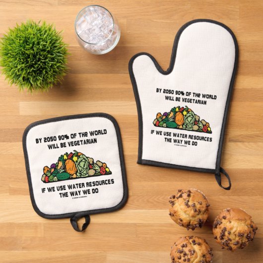 Tegen 2050 zal 90% van de wereld vegetariër zijn ovenwant & pannenlap set (Top down)