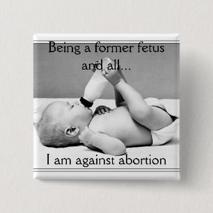 tegen abortus, knop vierkante button 5,1 cm