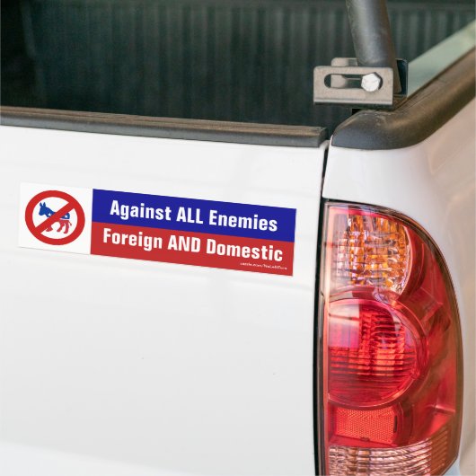 Tegen alle vijanden in het buitenland en binnen de bumpersticker (Op Truck)
