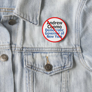 Tegen Andrew Cuomo Democraat Gouverneur van New Yo Ronde Button 5,7 Cm
