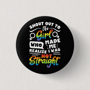 Tegen De Meisje Lesbische Trots LGBT T-shirt G Ronde Button 3,2 Cm