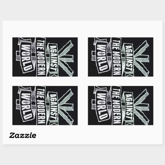 Tegen de moderne wereld rechthoekige sticker (Vel)