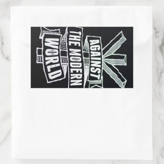 Tegen de moderne wereld rechthoekige sticker (Tas)