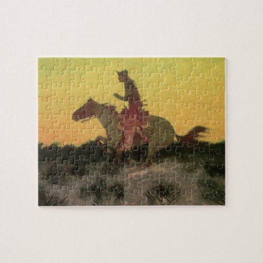 Tegen de zonsondergang door Remington,  cowboys Legpuzzel (Horizontaal)
