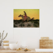 Tegen de zonsondergang door Remington,  cowboys Poster (Keuken)