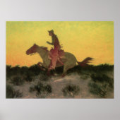 Tegen de zonsondergang door Remington,  cowboys Poster (Voorkant)