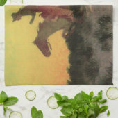 Tegen de zonsondergang door Remington,  cowboys Theedoek (Gevouwen)