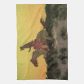 Tegen de zonsondergang door Remington,  cowboys Theedoek (Verticaal)