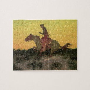 Tegen de Zonsondergang van Remington, Vintage Cowb Legpuzzel
