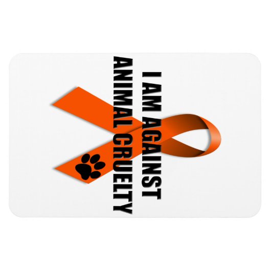 Tegen Dierenmishandeling Oranje Bewustmakingslint Magneet (Horizontaal)