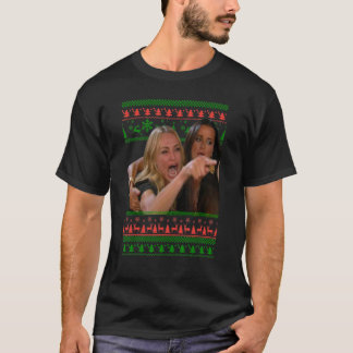 Tegen een kat schreeuwen Lelijk Kerstsweater Meme T-shirt