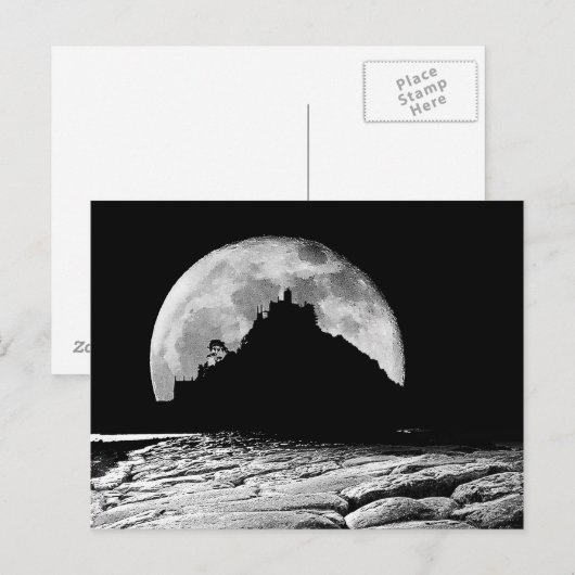 Tegen het licht van de zilvermaan. briefkaart (Voorkant / Achterkant)