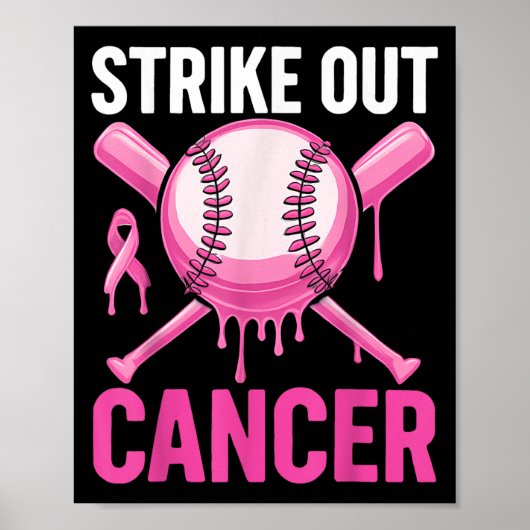 Tegen kanker Borstkanker bewustzijn honkbal Poster (Voorkant)