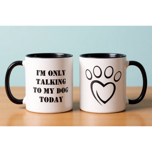 Tegen mijn hond praten vandaag Grappige introvert Mok