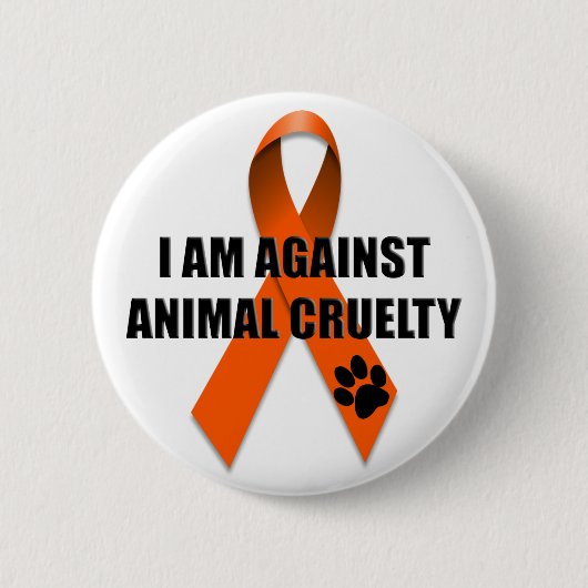Tegen Oranje bewustzijn bij dierenmishandeling Ronde Button 5,7 Cm (Voorkant)