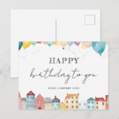 Tegen Realty Verjaardag Aquarel Huis Ballonnen Briefkaart (Voorkant / Achterkant)