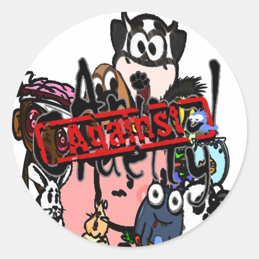 tegen Stickers van dierenmishandeling (Voorkant)