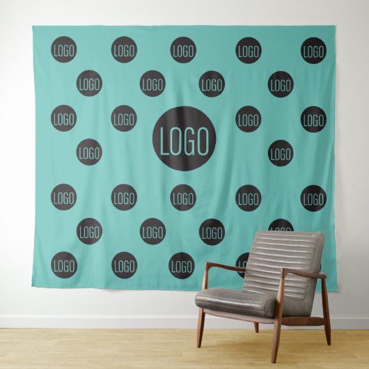 Tegengestelde turquoise achtergrond Logo Bedrijf s Wandkleed (In Situ (horizontaal))