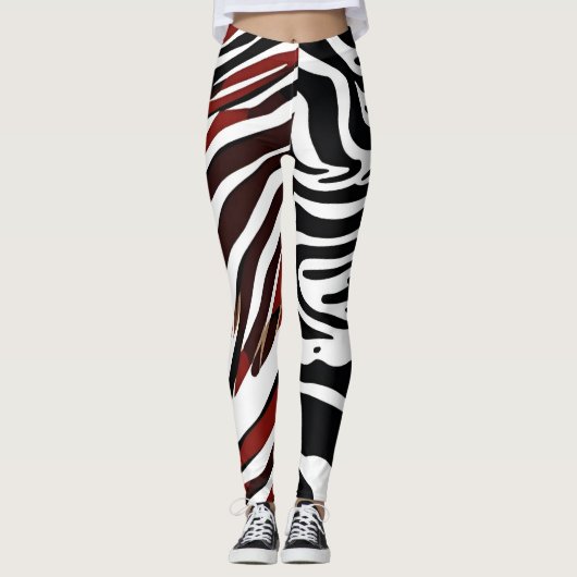 Tegengestelde Zebra Pattern Leggings (Voorkant)