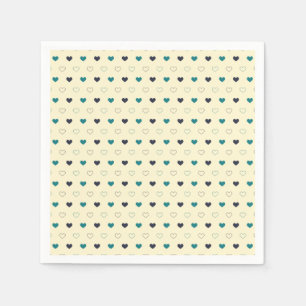 Tegengroen & Blauw Hartpatroon op Crème Achtergron Servet