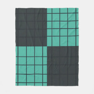 Tegengroen Donkergrijs Rasterpatroon Modern Minima Fleece Deken