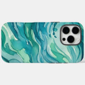 Tegengroene Aquarel Oceaan Golven Case-Mate iPhone Case (Achterkant (horizontaal))