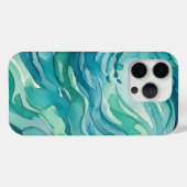 Tegengroene Aquarel Oceaan Golven Case-Mate iPhone Case (Achterkant (horizontaal))