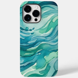 Tegengroene Aquarel Oceaan Golven Case-Mate iPhone 14 Pro Max Hoesje