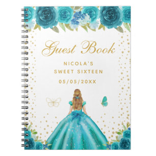 Tegengroene bloemige blondharige prinses Sweet Six Notitieboek