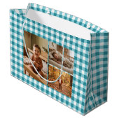 Tegengroene Gingham Ballonnen Aangepaste Verjaarda Groot Cadeauzakje (Achterkant Gekanteld)