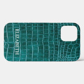Tegengroene namaak krokodillenleer gepersonaliseer Case-Mate iPhone case (Achterkant (horizontaal))
